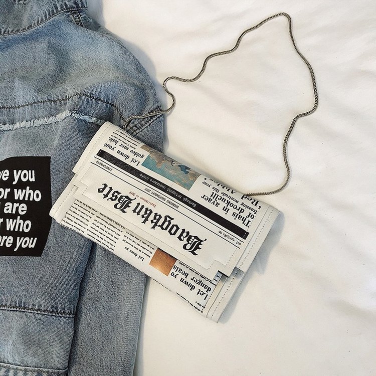 Flap Bag Envelope - Newspapers modeling day clutch bags letter