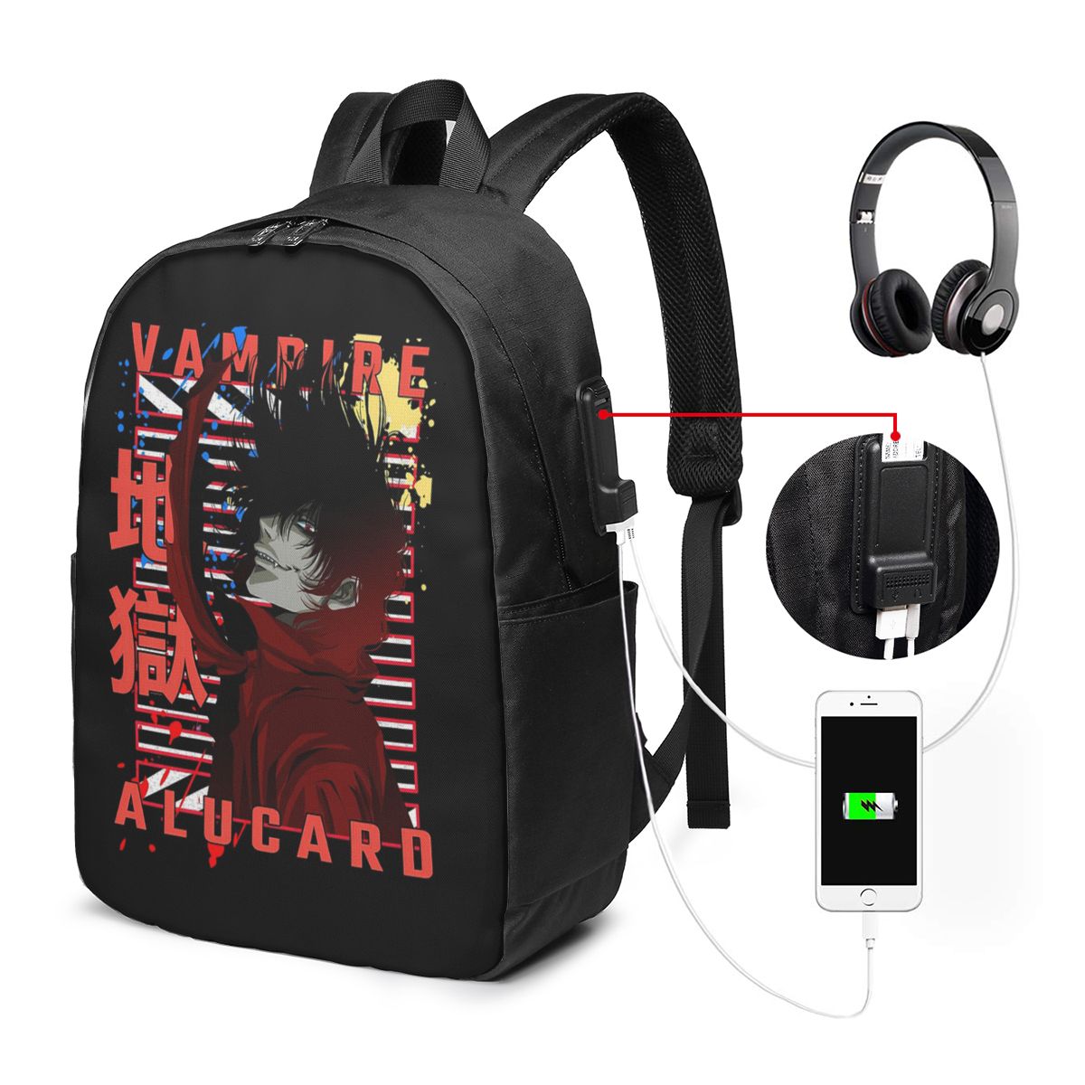 Womens Backpack - Alucard Hellsing Manga Backpack Travel Notebook