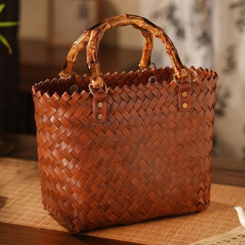 Woven Straw Bag - Pure Handmade Handbag Commuter Cosmetic Bag