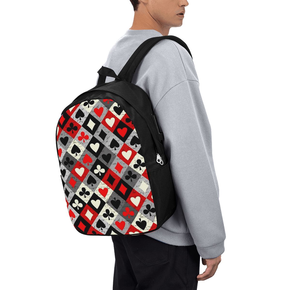 Womens Backpack - Playing Cards Poker Print Backpack Travel