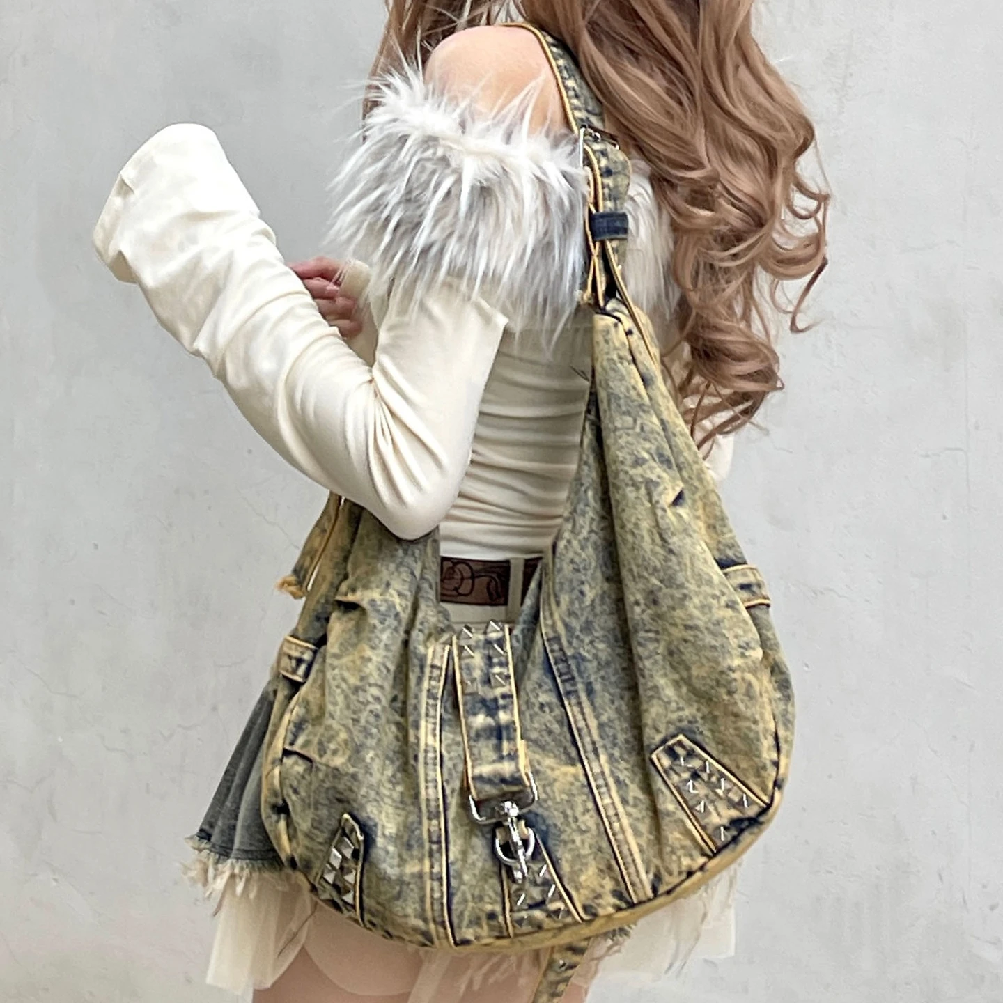 Washed Denim rivet Shoulder Ba - огляд і ціна Women Bags Jeans