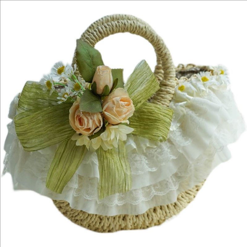 Country-style Lolita lace stra - огляд і ціна Woven Straw Bag