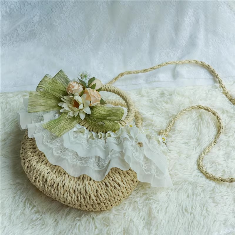 Country-style Lolita lace stra - огляд і ціна Woven Straw Bag