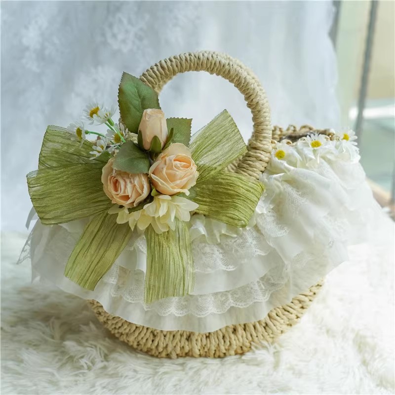 Country-style Lolita lace stra - огляд і ціна Woven Straw Bag