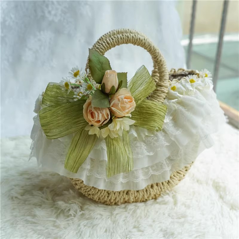 Country-style Lolita lace stra - огляд і ціна Woven Straw Bag