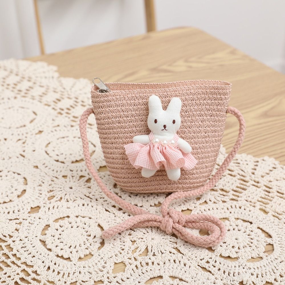 Cute Cartoon Bunny Mini Straw  - огляд і ціна Woven Straw Bag