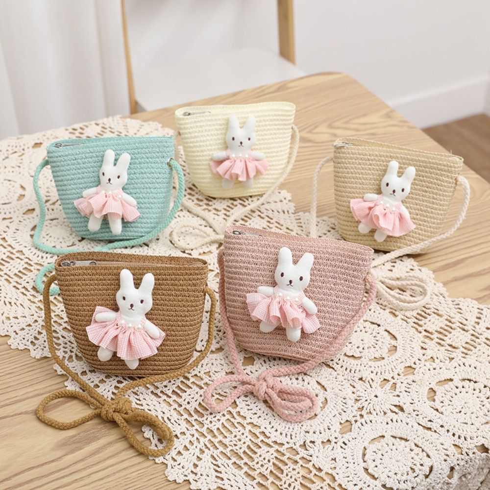 Cute Cartoon Bunny Mini Straw  - огляд і ціна Woven Straw Bag