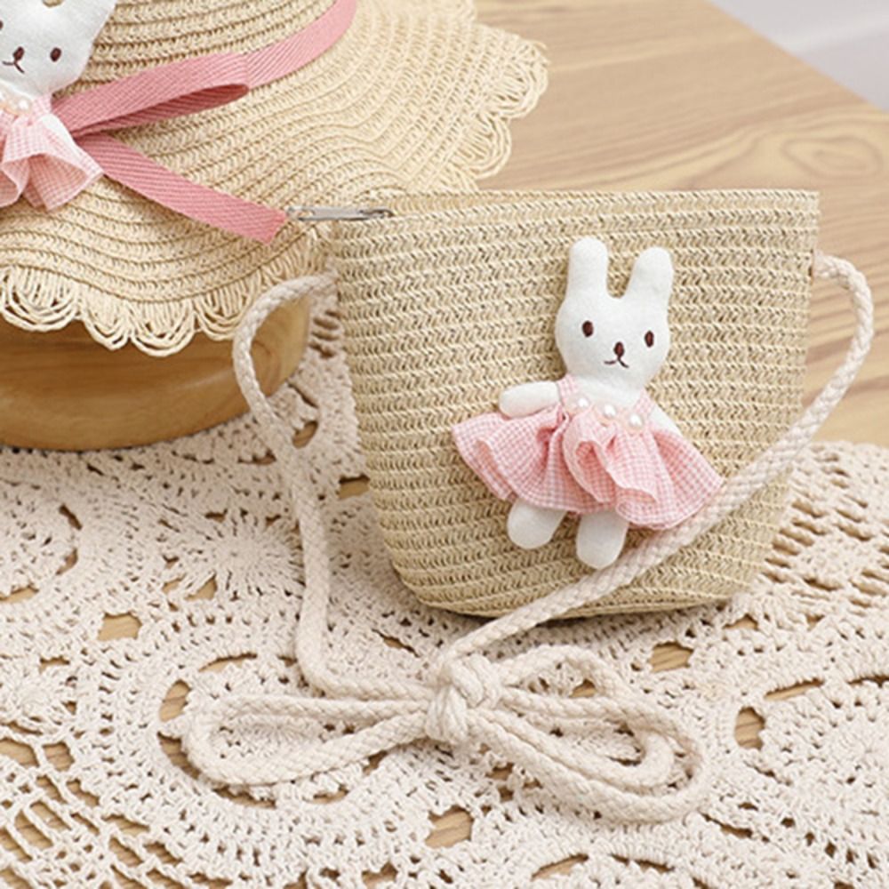 Cute Cartoon Bunny Mini Straw  - огляд і ціна Woven Straw Bag