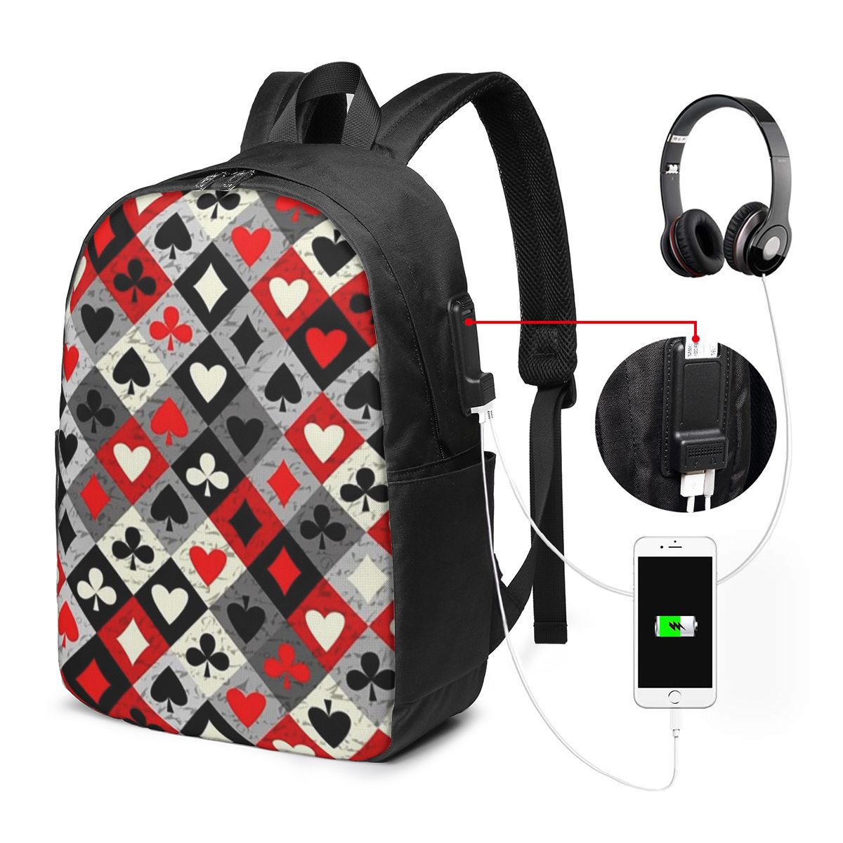 Playing Cards Poker Print Back - огляд і ціна Womens Backpack
