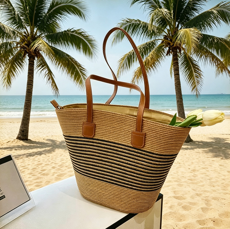CLAREGQI  Women's Striped Stra - огляд і ціна Woven Straw Bag
