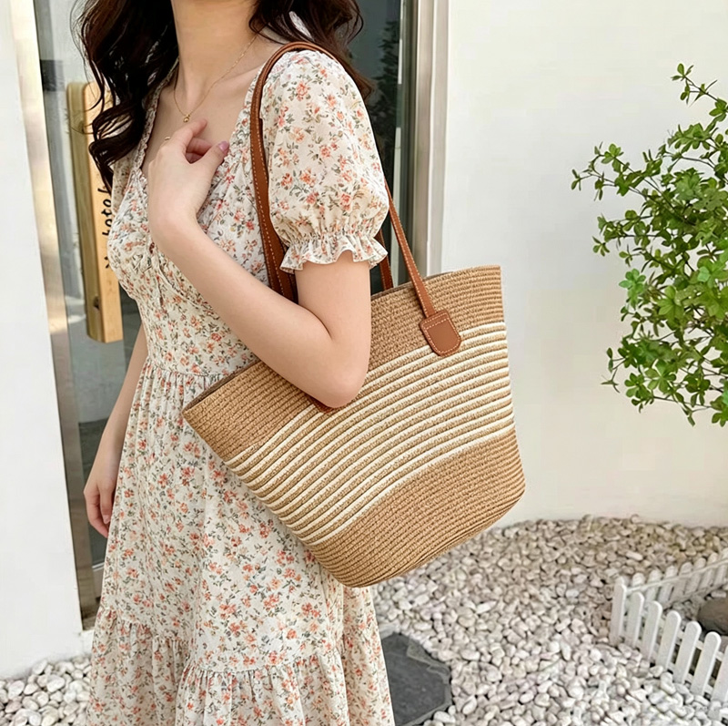 CLAREGQI  Women's Striped Stra - огляд і ціна Woven Straw Bag