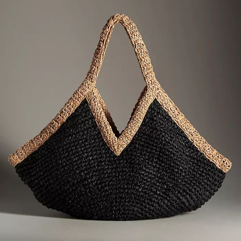 Colorblock Straw Woven Tote Ba - огляд і ціна Woven Straw Bag