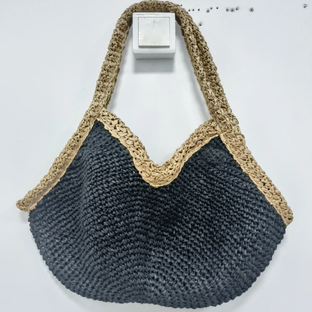 Colorblock Straw Woven Tote Ba - огляд і ціна Woven Straw Bag