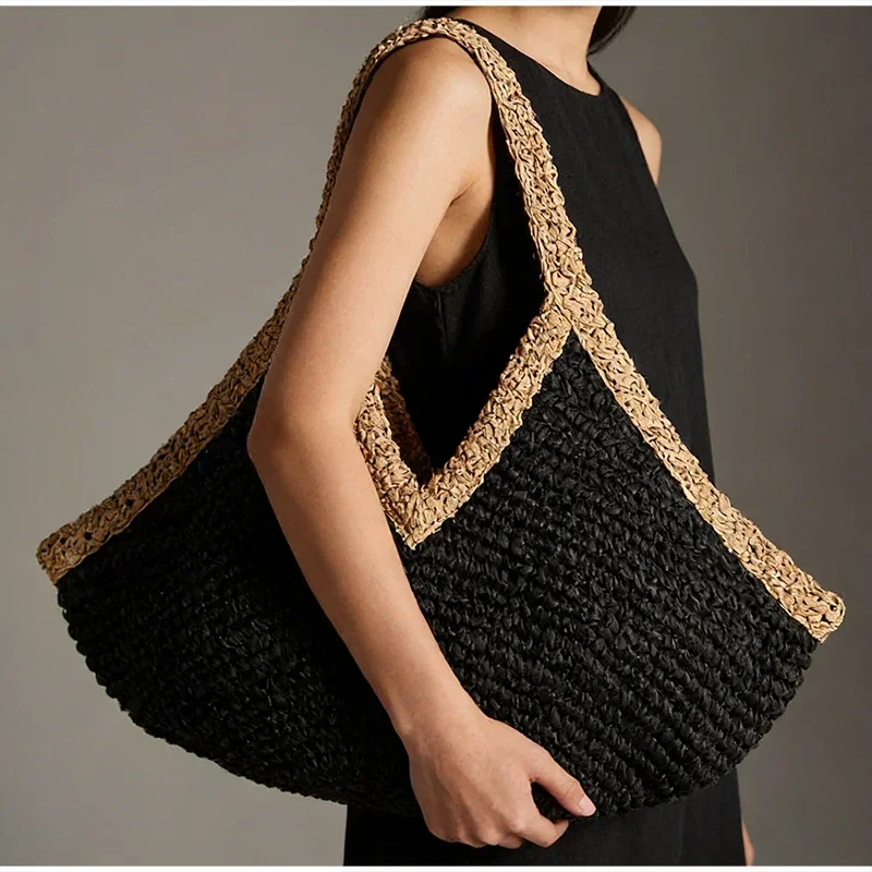 Colorblock Straw Woven Tote Ba - огляд і ціна Woven Straw Bag
